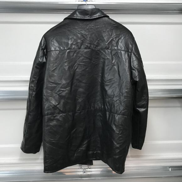 G New Collection Leather Jacket Mens XL Black Made in Italy Quilted Car Coat - Picture 4 of 13